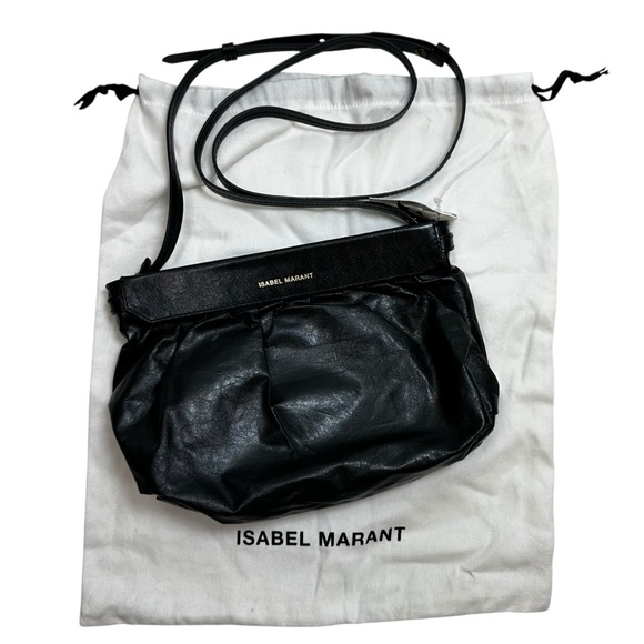 Isabel Marant Handbags - ISABEL MARANT Luzes Mini Gathered Soft Leather Shoulder Bag Black